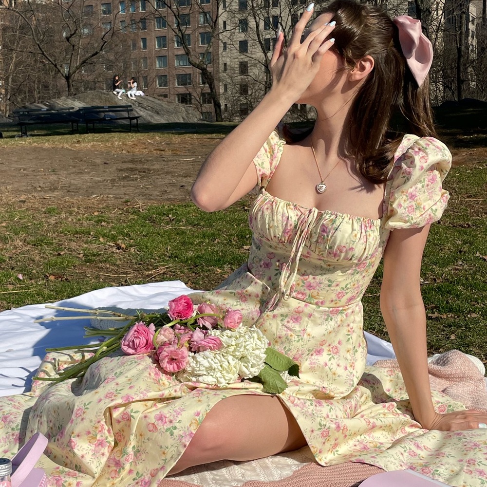 House of CB Butter Yellow Tallulah Dress Sz Small